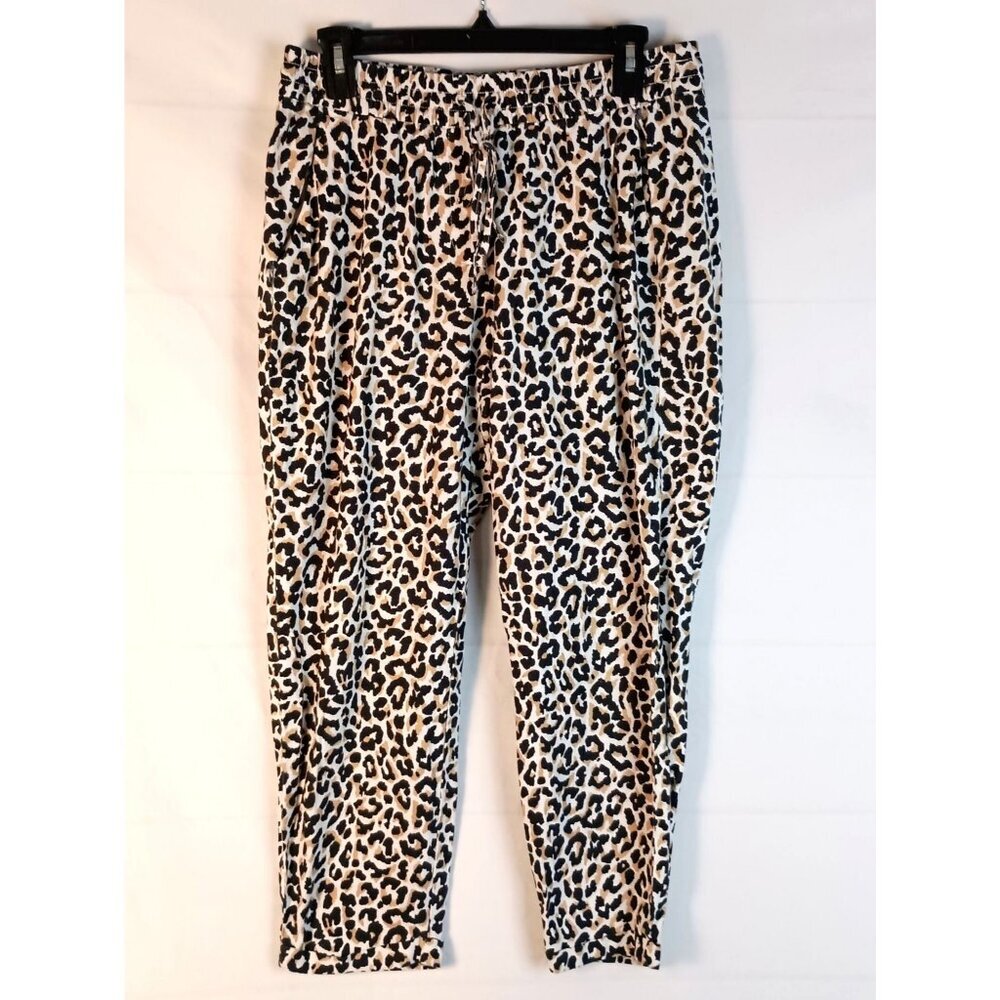 J Crew Linen Blend Animal Print Joggers Drawstring Waist 8 - Picture 5 of 7